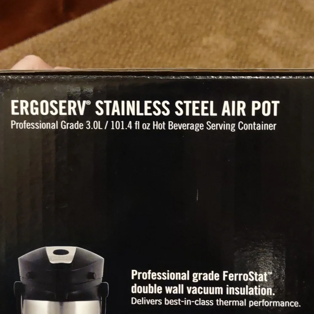 Stanley ergoserve stainless steel airpot for serving hot beverages, new